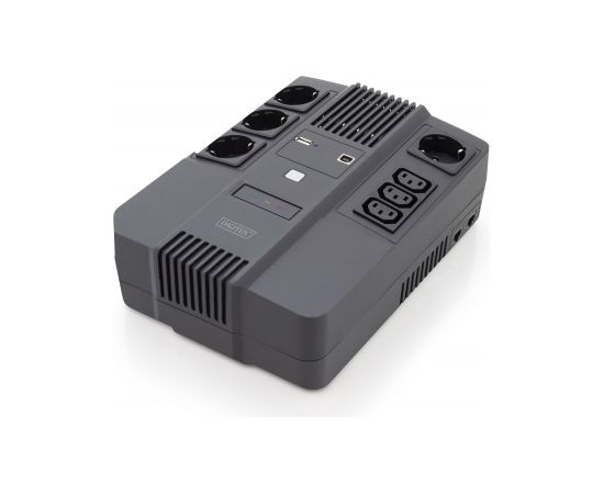 Digitus All-in-One UPS, 800VA/480W, LED 12V/9Ah x1, 4x CEE 7/7,3x IEC C13, USB, RJ45