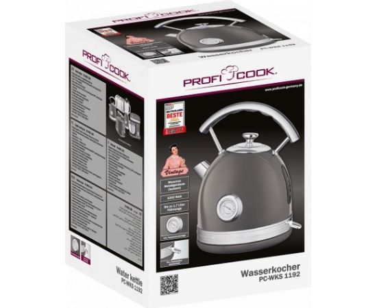 ProfiCook PC-WKS 1192 Tējkanna 1.7 L 2200 W Anthracite, Silver