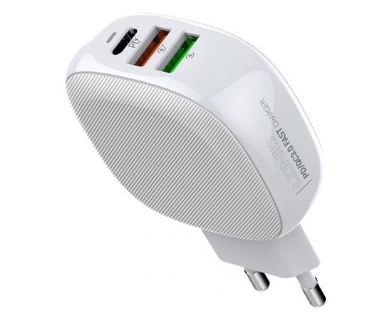 Wall charger LDNIO A3510Q, 2x USB + USB-C, PD + QC 3.0, 32W (white)