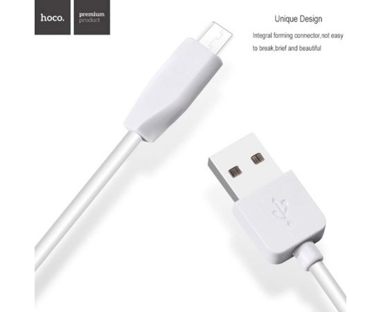 Hoco X1 Izturīgs Universāls Micro USB uz USB Datu & Ātrās Uzlādes kabelis 1m Balts