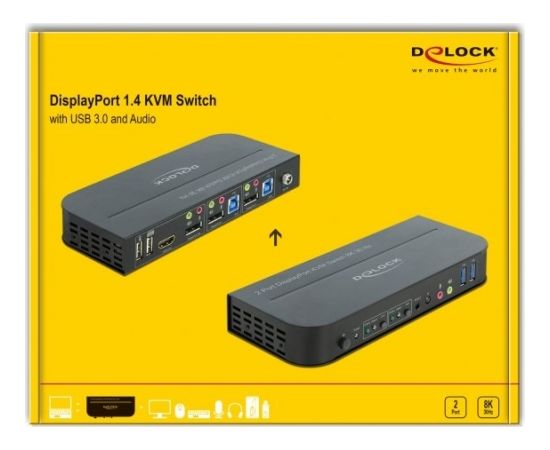 DeLOCK DisplayPort 1.4 KVM switch 8K 30 Hz with USB 3.2 Gen 1, KVM switch