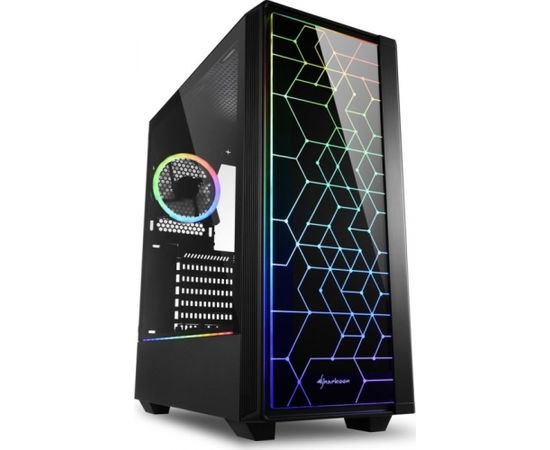 Sharkoon RGB LIT 100 tower case (black, front and side panel of tempered glass)