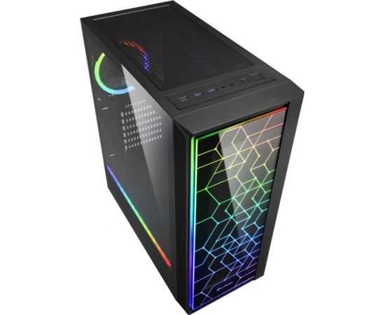 Sharkoon RGB LIT 100 tower case (black, front and side panel of tempered glass)