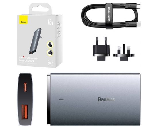 Wall charger Baseus GaN5, 65W, 1xport USB-C, 1XUSB-A