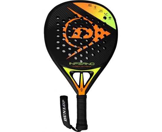 Padel tennis racket Dunlop INFERNO CARBON EXTREME 365g Hybrid PRO-EVA profesionalams black/yellow/orange