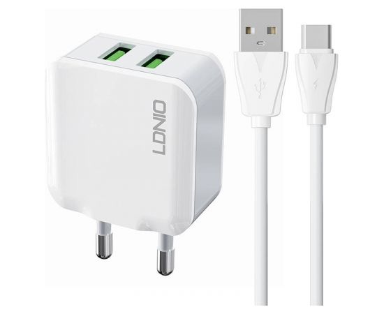 Wall charger  LDNIO A2201 2USB +  USB-C cable