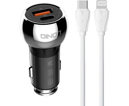 LDNIO C1 USB, USB-C Car charger + USB-C - Lightning Cable