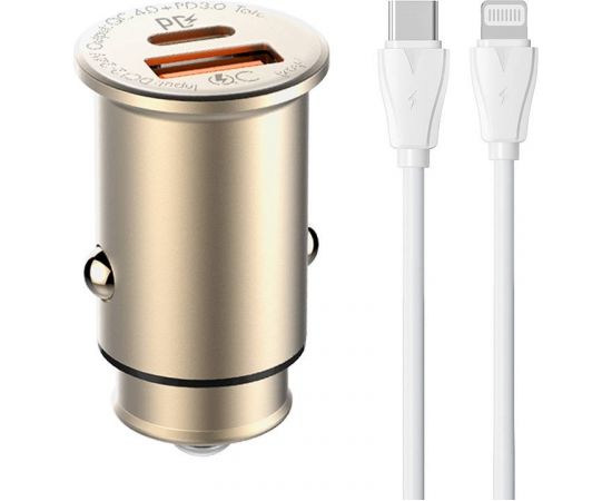 LDNIO C506Q USB, USB-C Car charger + USB-C - Lightning Cable