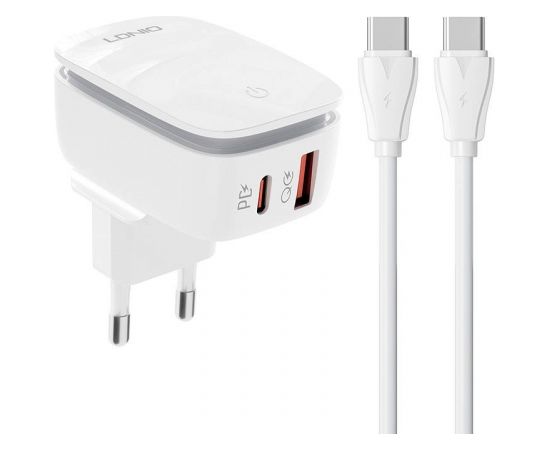 Wall charger  LDNIO A2425C USB, USB-C + USB-C - USB-C cable