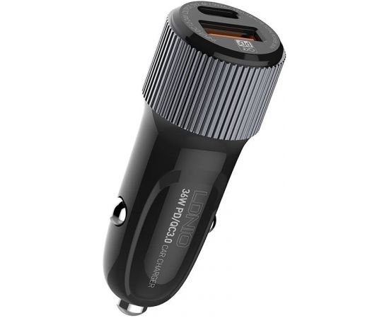 LDNIO C510Q USB, USB-C Car charger + USB-C - Lightning cable