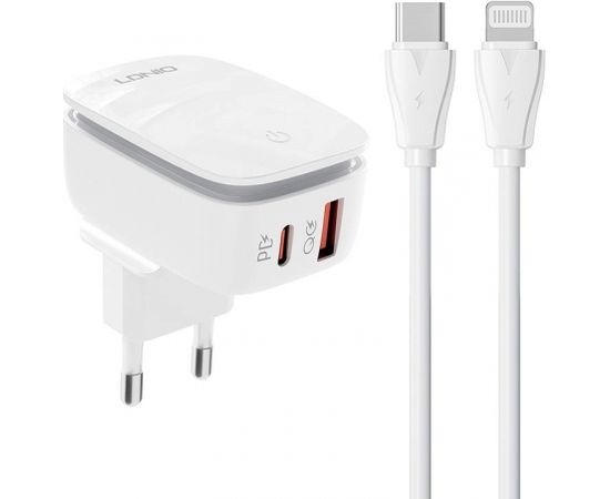 Wall charger  LDNIO A2425C USB, USB-C + USB-C - Lightning cable