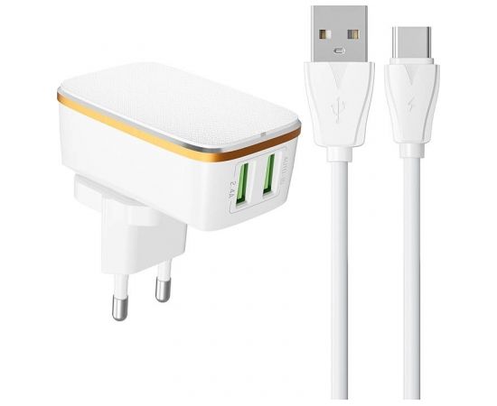 Wall charger  LDNIO A2204 2USB + USB-C cable