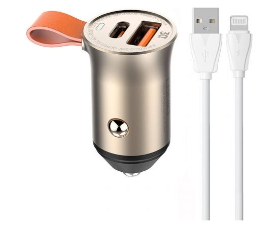 LDNIO C509Q USB, USB-C 30W Car charger + Lightning cable Cable