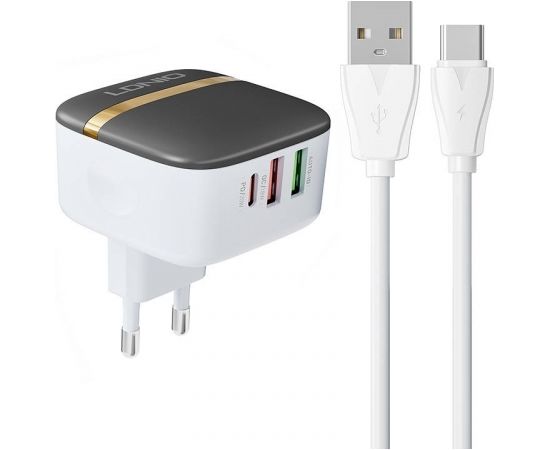 Wall charger LDNIO A3513Q 2USB, USB-C 32W + USB-C cable