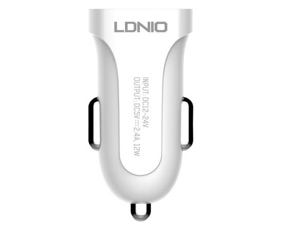 Car charger LDNIO DL-C17, 1x USB, 12W + USB-C cable (white)