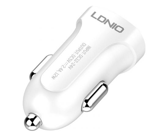 Car charger LDNIO DL-C17, 1x USB, 12W + USB-C cable (white)