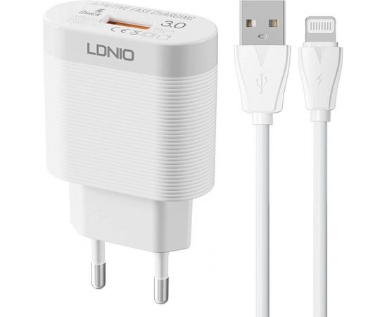 Wall charger LDNIO A303Q USB 18W + Lightning cable