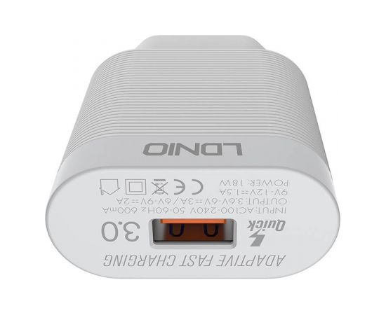 Wall charger LDNIO A303Q USB 18W + Lightning cable