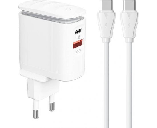 Wall charger  LDNIO A2423C USB, USB-C + USB-C - USB-C cable