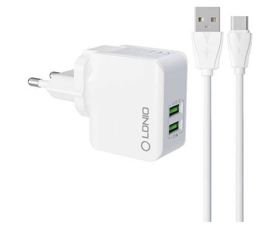 Wall charger  LDNIO A2203 2USB + USB-C cable