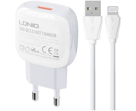 Wall charger  LDNIO A1306Q 18W +  Lightning cable