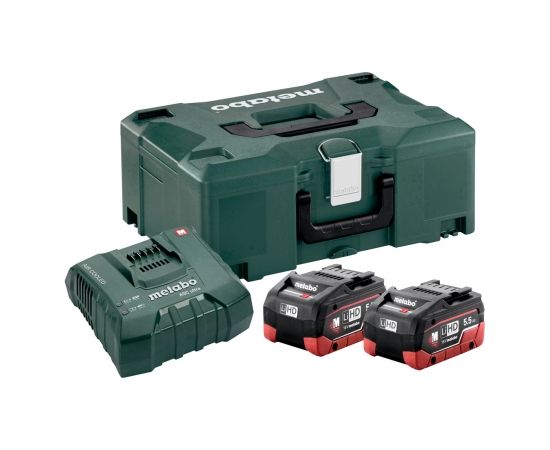 Piederumu komplekts Metabo 18 V; 2x5,5 Ah; LiHD + lādētājs ASC Ultra