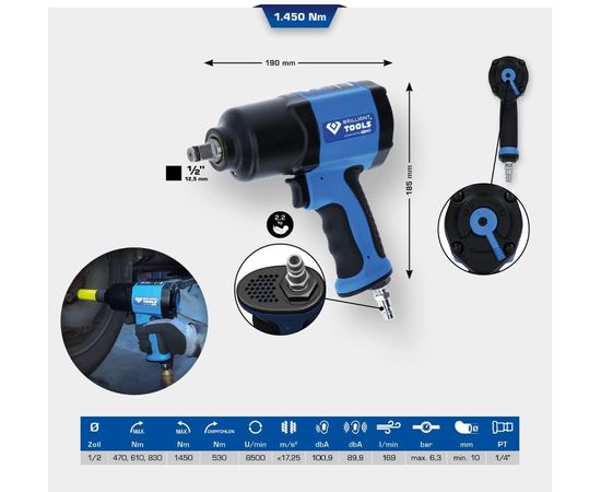 Ks Tools 1/2" PNEIMO UZGRIEŽŅU PISTOLE 1450 Nm BT160100 Пневматические инструменты