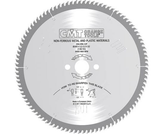 Griešanas disks alumīnijam CMT 284; 450x3,8x30,0 mm; Z108; 5°