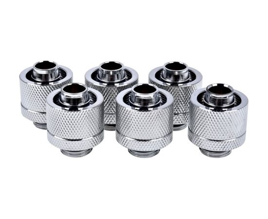 Alphacool Eiszapfen hose fitting 1/4" on 16/10mm, 6-pack chrome-plated - 17235