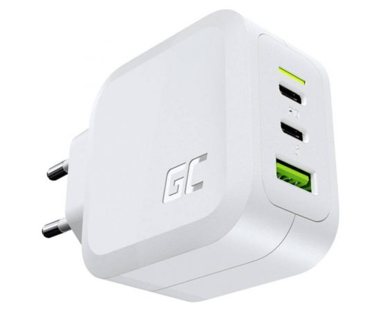 Power charger Green Cell GC PowerGaN 65W (2x USB-C Power Delivery, 1x USB-A compatible with Quick Charge 3.0) (white)