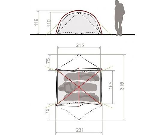 Vaude Space Seamless 2-3 pārgājienu telts, kresszaļa