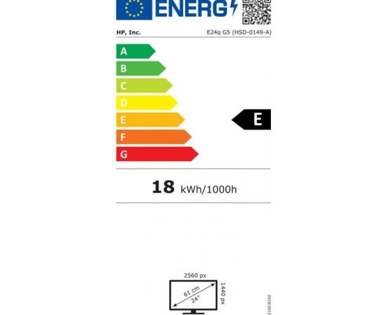 HP E24q G5 QHD Monitor - 23.8" 2560x1440 QHD 300-nit AG, IPS, DisplayPort/HDMI, 4x USB 3.0, height adjustable, 3 years / 6N4F1AA#ABB