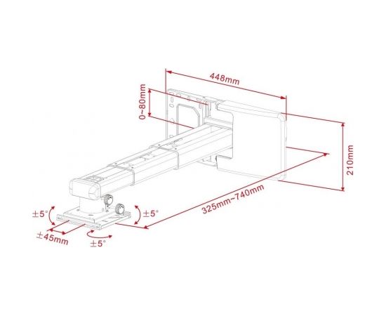 Multibrackets MB-9833 Projektoru sienas tūrētajs 325-740 mm / 15 kg