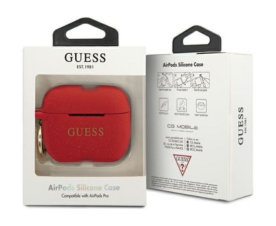Guess GUACAPSILGLRE AirPods Pro cover czerwony|red Silicone Glitter