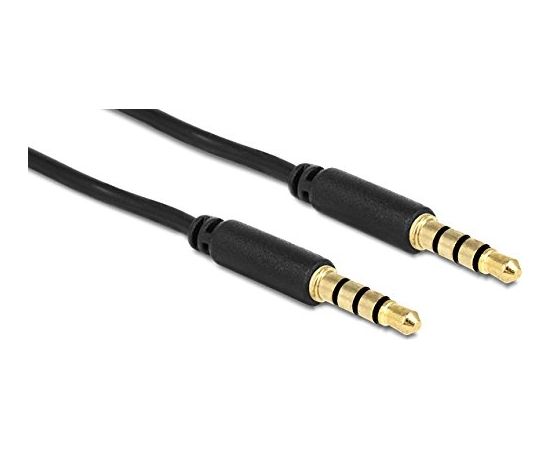 Delock cable Audio 3.5mm male/male 4-pin black 0.5m