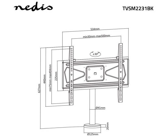 Nedis TVSM2231BK Televizora turētājs grozāmais pie galda 32-55"
