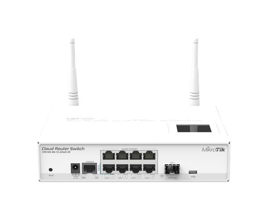 MikroTik Cloud Router Switch CRS109-8G-1S-2HnD-IN Managed, 1U, 1 Gbps (RJ-45) ports quantity 8, SFP ports quantity 1, License level 5, 802.11b/g/n