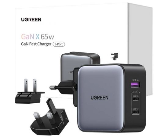 Ugreen Nexode wall charger, 2x USB-C + USB, 65W