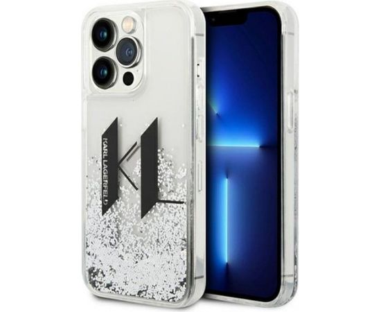 Karl Lagerfeld  
       Apple  
       iPhone 14 Pro Max 6.7 hardcase Liquid Glitter Big KL 
     Transparent Silver
