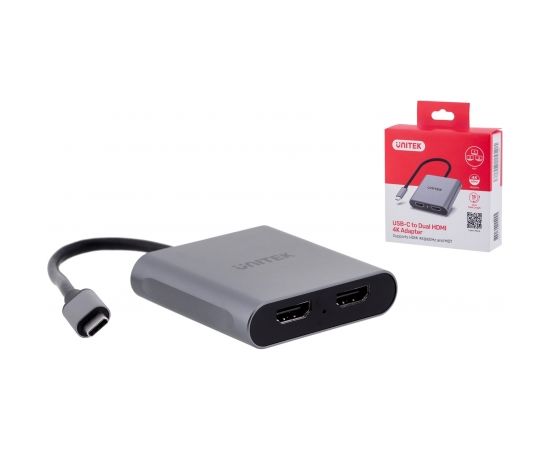 UNITEK ADAPTER USB-C TO 2X HDMI, 4K 60HZ MST