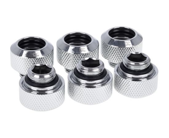 Alphacool Eiszapfen pipe connection 1/4" on 13/10mm, chrome-plated, 6-pack - 17376