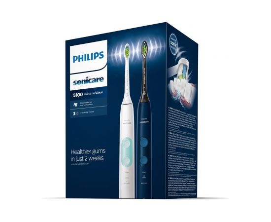 Philips 4500 series ProtectiveClean 5100 HX6851/34 2-pack sonic electric toothbrushes with accessories