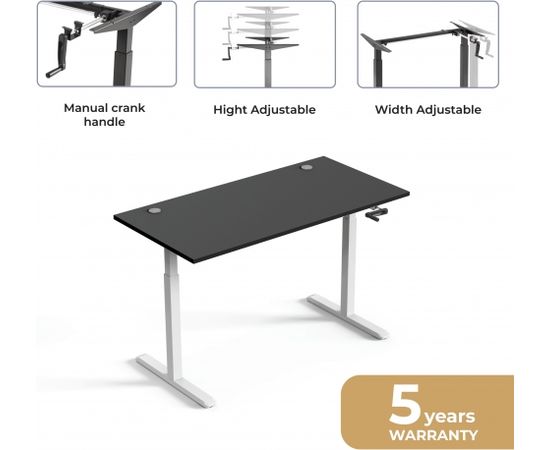 Up Up Ragnar Adjustable Height Table White frame, Table top Black M