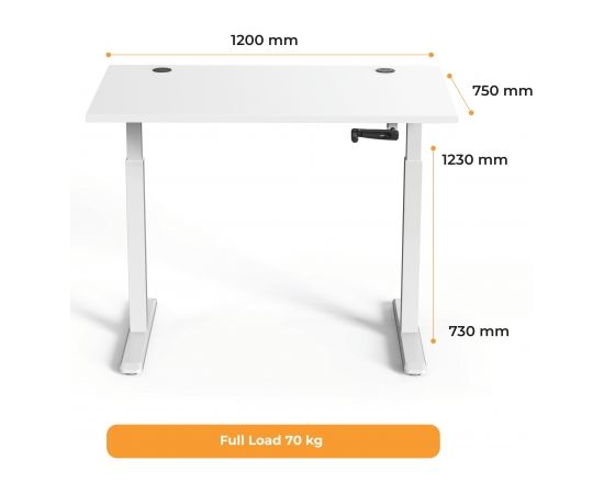 Up Up Ragnar Adjustable Height Table White frame, Table top White M