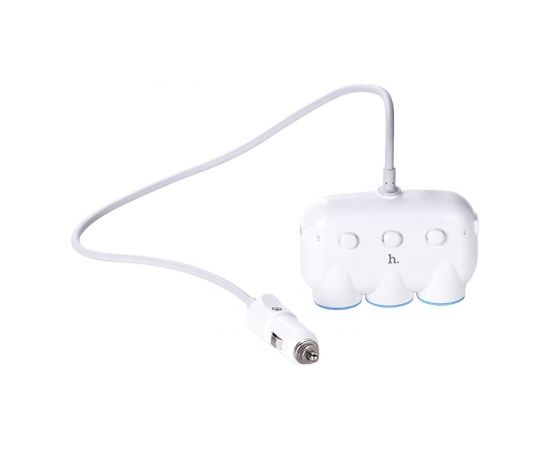 Hoco C1 150W Auto 12/24V Ligzdas sadalītājs uz 3 ligzdām + vads + 2x USB 2.4A Melns