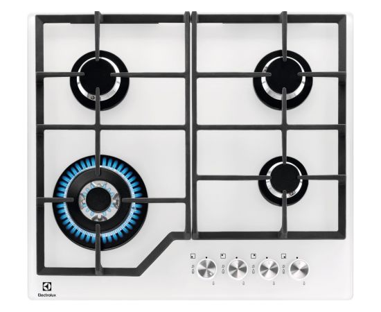 Electrolux KGG64362W gāzes plīts virsma, uz stikla, 60cm, balta