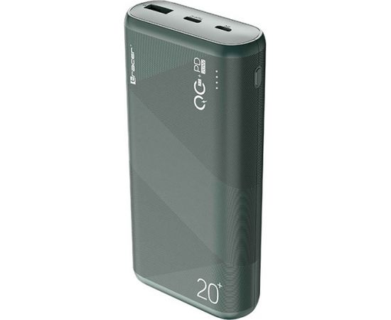 TRACER TRABAT47095 Powerbank External battery 20000 mAh 1x USB-C PD 20W 1x USB QC 3.0 Green