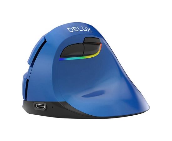 Wireless Vertical Mouse Delux M618Mini BT4.0 + 2.4Ghz 4000DPI RGB (blue)