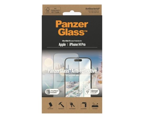 PanzerGlass Screen protector, Apple, iPhone 14 Pro, Glass, Clear, Anti-Reflective