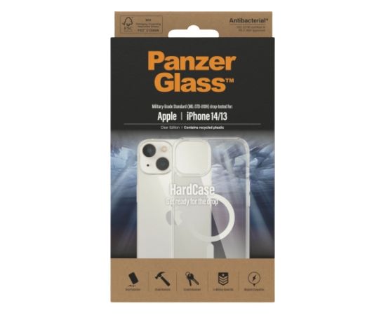 PanzerGlass HardCase MagSafe Compatible Back protection, Apple, iPhone 14/13, 100% Recycled Polyurethane (TPU), Clear